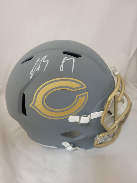 LUTHER BURDEN SIGNED CHICAGO BEARS F/S SLATE SPEED REPLICA HELMET BECKETT QR