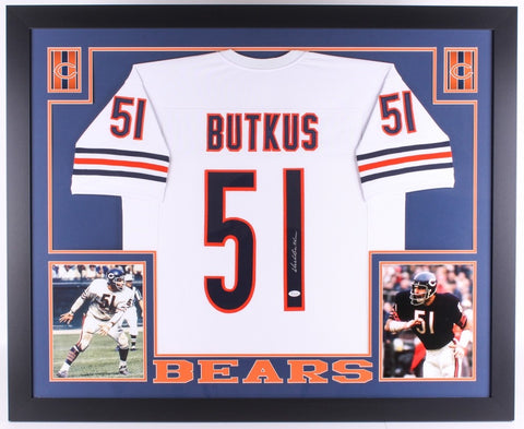 Dick Butkus Signed Bears 35x43 Custom Framed Jersey (JSA) 8x Pro Bowl /1965-1972