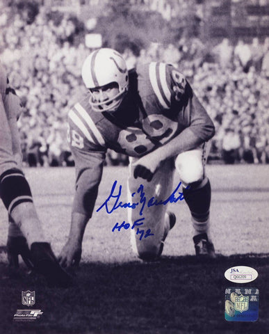 Gino Marcetti Baltimore Colts Signed HOF 72 B&W Line Photo JSA 136839