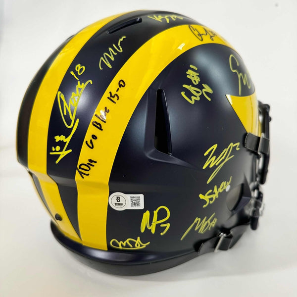 2019 authentic michigan football helmet Autographed/Signed 2023 Michigan Wolverines FS Helmet 19x Team Beckett – Super Sports Center