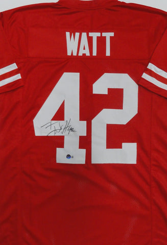 Badgers Linebacker TJ WATT Signed Custom Replica Wisconsin Red Jersey AUTO - BAS