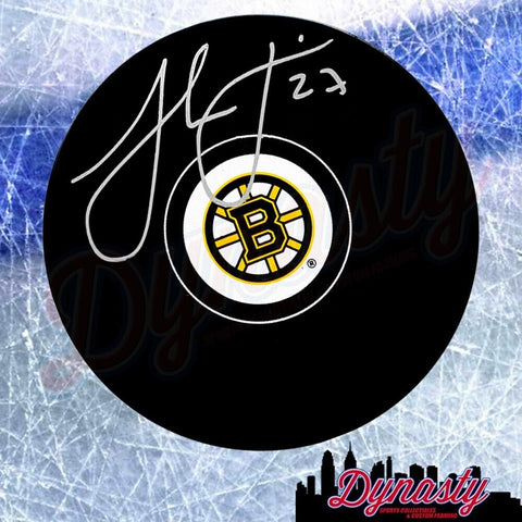 Hampus Lindholm Autographed Signed Boston Bruins Logo Puck JSA PSA