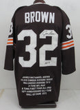 Jim Brown HOF Signed/Insc Brown Custom Football Jersey w/ Stats Browns JSA 19574