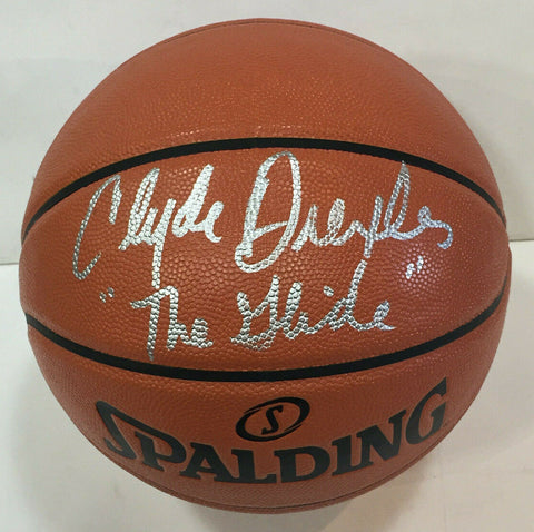 Clyde Drexler signed Spalding Basketball INS The Glide autograph HOF Fanatics