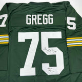 Autographed/Signed Forrest Gregg HOF 77 Green Bay Green Football Jersey JSA COA