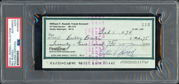 Bill Russell Autographed Signed 3x6 Check Boston Celtics PSA/DNA #84496849