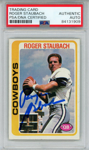 Roger Staubach Autographed 1978 Topps #290 Trading Card PSA Slab 43560