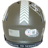 Marshall Faulk Signed Los Angeles Rams Salute Mini Helmet Beckett 42223