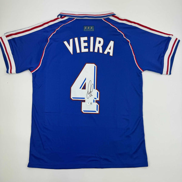 Autographed/Signed Patrick Vieira France National Team Blue Jersey BAS COA