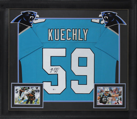 Panthers Luke Kuechly Authentic Signed Blue Framed Jersey Autographed BAS