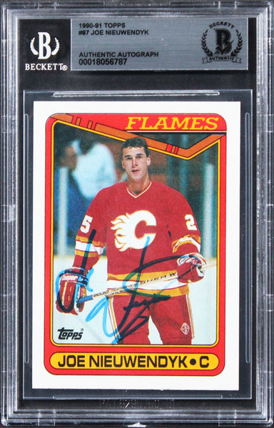 Flames Joe Nieuwendyk Authentic Signed 1990 Topps #87 Card BAS Slabbed