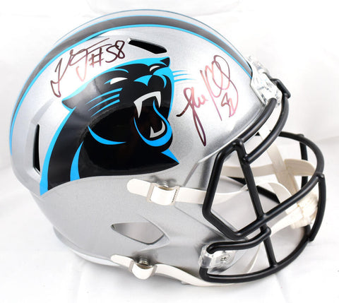 Luke Kuechly Thomas Davis Signed Panthers F/S Speed Helmet - Beckett W Hologram