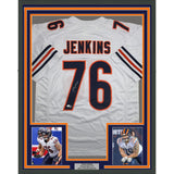Framed Autographed/Signed Teven Jenkins 35x39 Chicago White Jersey BAS COA