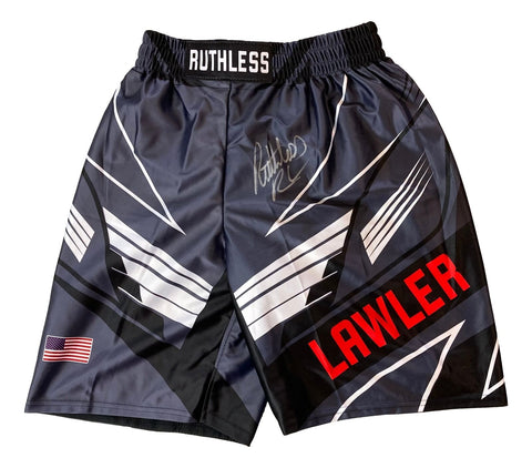 Robbie Lawler Signed Custom Black MMA Fighting Trunks Ruthless Inscribed BAS ITP