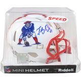 Tedy Bruschi Signed New England Patriots TB Mini Helmet Beckett Witness 51652