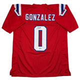 Autographed/Signed Christian Gonzalez New England Red Football Jersey BAS COA