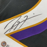 Autographed/Signed Ray Lewis Baltimore Black Stat Football Jersey Beckett COA