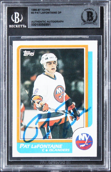Islanders Pat LaFontaine Authentic Signed 1986 Topps #2 Card BAS Slabbed
