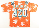 Ricky Williams Signed Miami Dolphins Orange Weed Print 420 Jersey (Beckett) R.B.