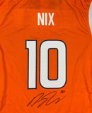 Bo Nix Autographed Denver Broncos Nike Game Orange Football Jersey Beckett COA