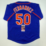 Autographed/Signed Sid Fernandez 86 WSC New York Blue Jersey JSA COA