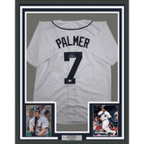 Framed Autographed Dean Palmer Detroit White Baseball Jersey BAS COA