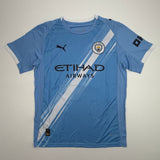 Autographed/Signed Rayan Cherki Manchester City Blue Jersey Beckett BAS COA
