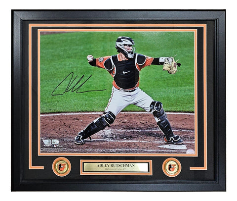 Adley Rutschman Signed Framed 16x20 Baltimore Orioles Throwing Fanatics