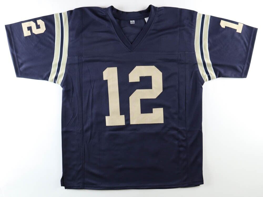 Roger Staubach Signed Navy Midshipmen Career Highlight Stat Jersey (JS ...