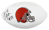 Browns Jeremiah Owusu-Koramoah Signed White Panel Logo Football BAS Witnessed