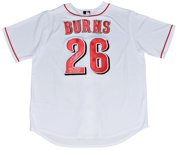 CHASE BURNS SIGNED CINCINNATI REDS #26 WHITE NIKE JERSEY W/ MLB DEBUT 6/24/25