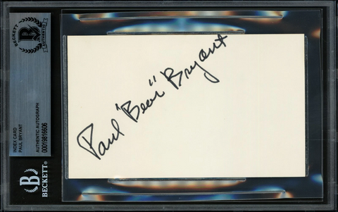 Paul Bear Bryant Signed 3x5 Index Card Alabama Beckett #19816606