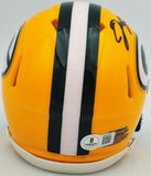 JOSH JACOBS AUTOGRAPHED PACKERS YELLOW SPEED MINI HELMET BECKETT QR 236970
