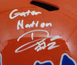 D. J. Lagway Signed/Inscr Orange Full Size Replica Helmet Florida JSA 197049