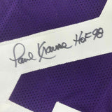 FRAMED Autographed/Signed PAUL KRAUSE HOF 33x42 Minnesota Purple Jersey JSA COA