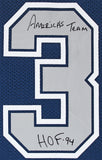 Cowboys Tony Dorsett "3x Insc" Signed Navy Blue M&N Framed Jersey w/ Grey #s BAS