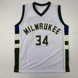 Autographed/Signed Giannis Antetokounmpo Milwaukee White Basketball Jersey JSA C