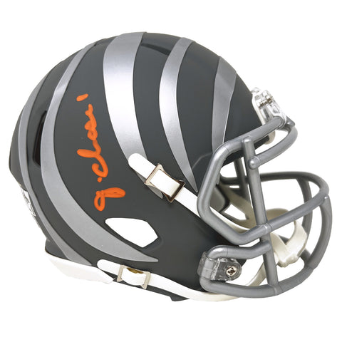 Ja'Marr Chase Cincinnati Bengals Signed Riddell Slate Mini Helmet BAS Beckett