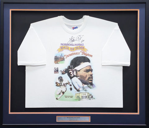 Bears Walter Payton Autographed Framed Hall Of Fame T-Shirt Jersey JSA AK66729