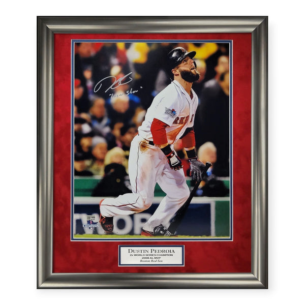 Dustin Pedroia Signed Autographed 16x20 Photo w/ Inscription Framed to 23x27