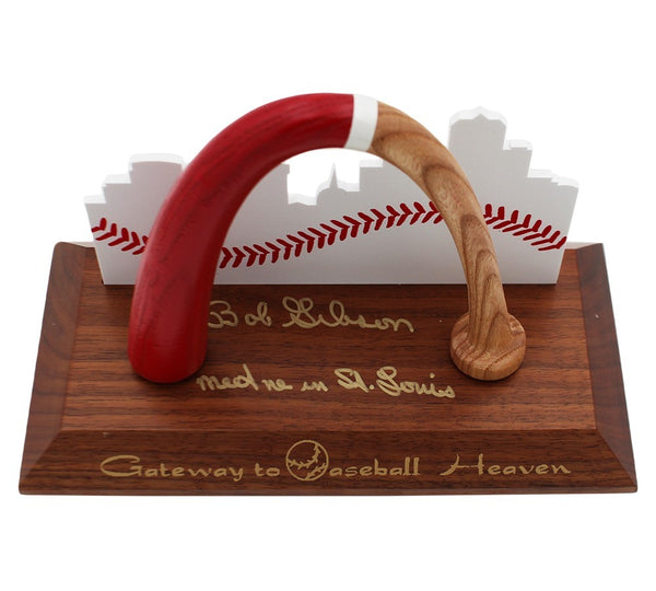 Bob Gibson Signed St Louis Wood Arch Dispay with "Made Me In St. Louis" Insc