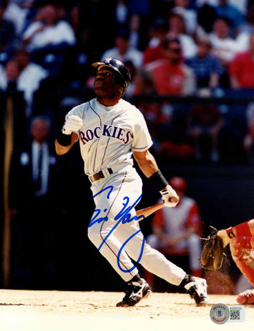 Eric Young Autographed/Signed Colorado Rockies 8x10 Photo Beckett 50394