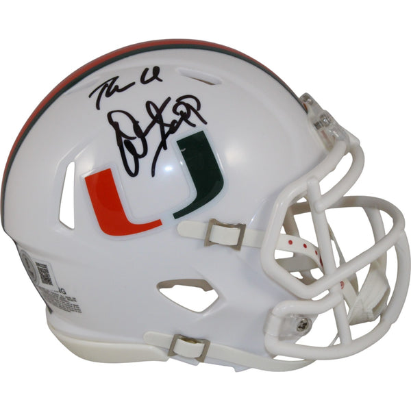 Warren Sapp Autographed Miami Hurricanes Mini Helmet THE U Beckett Witness 50189