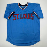 Autographed/Signed Ted Simmons St. Louis Blue Baseball Jersey JSA COA