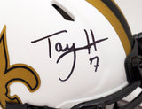 TAYSOM HILL AUTOGRAPHED SAINTS LUNAR ECLIPSE WHITE MINI HELMET BECKETT 191551