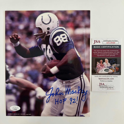 Autographed/Signed John Mackey Indianapolis Colts 8x10 Football Photo JSA COA #2