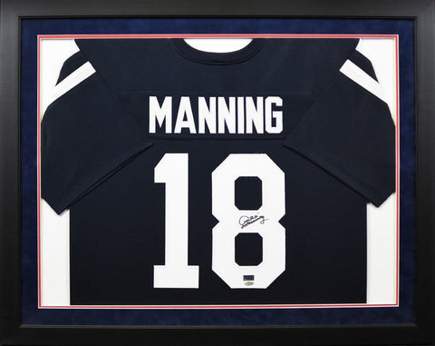 ARCHIE MANNING AUTOGRAPHED OLE MISS REBELS #18 NAVY FRAMED JERSEY STEINER