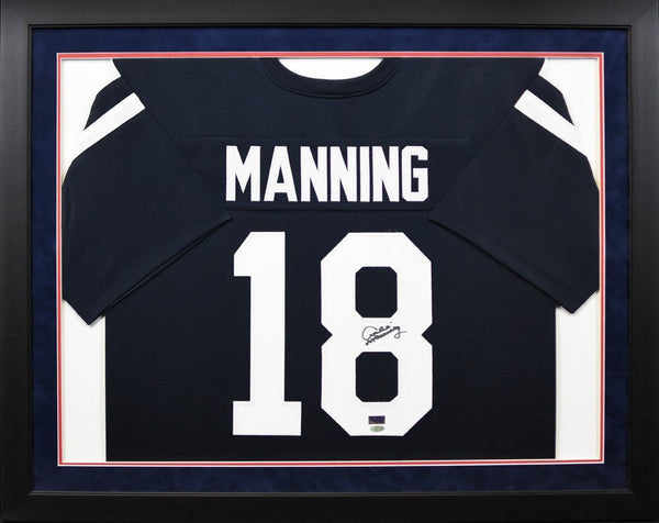 ARCHIE MANNING AUTOGRAPHED OLE MISS REBELS #18 NAVY FRAMED JERSEY STEINER