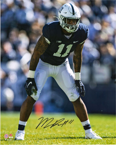 Micah Parson Nittany Lions Signed 16x20 Defensive Stance Blue Photograph