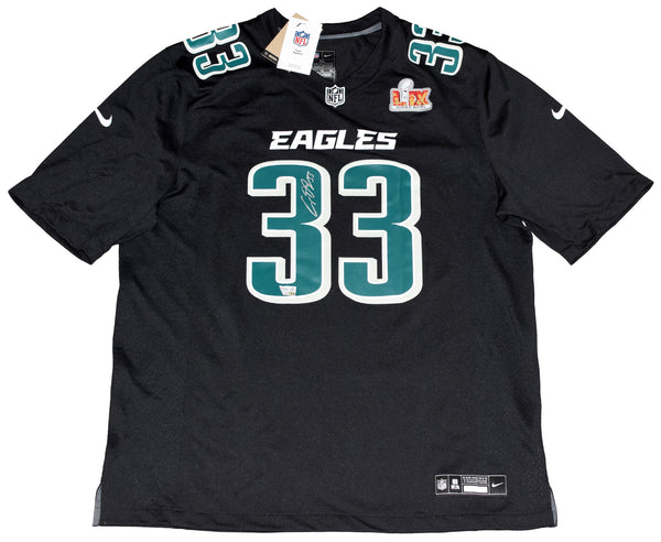 COOPER DEJEAN SIGNED PHILADELPHIA EAGLES #33 SUPER BOWL LIX BLACK NIKE JERSEY